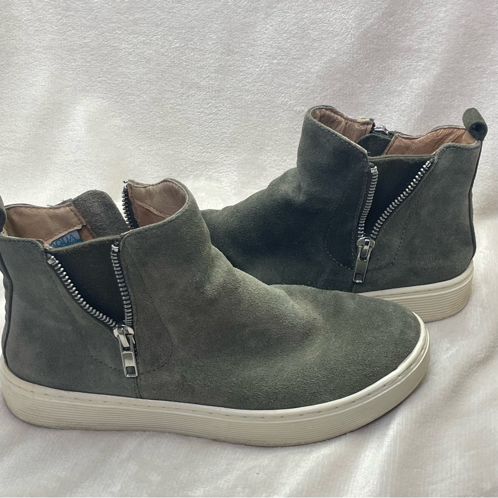 Sofft Britton Zip Womens 6 Olive Green Suede High Top Sneakers SF0037226